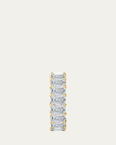 HauteCarat 18K Emerald Cut Lab Grown Diamond Eternity Band, 9.0tcw | Thumbnail 4