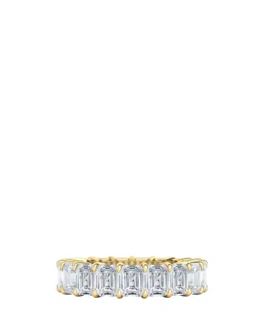 HauteCarat 18K Emerald Cut Lab Grown Diamond Eternity Band, 9.0tcw | Thumbnail 1