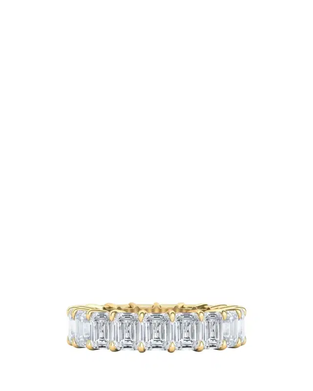 HauteCarat 18K Emerald Cut Lab Grown Diamond Eternity Band, 9.0tcw