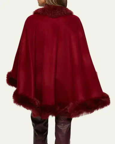 Gorski Cashmere Cape with Toscana Shearling Lamb Trim | Thumbnail 3 Gorski Cashmere Cape with Toscana Shearling Lamb Trim | Thumbnail 3