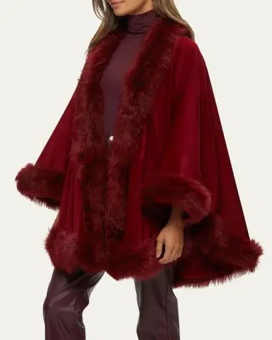 Gorski Cashmere Cape with Toscana Shearling Lamb Trim | Thumbnail 4 Gorski Cashmere Cape with Toscana Shearling Lamb Trim | Thumbnail 4