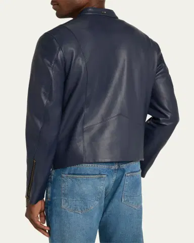 SAVAS Men's Crest Cafe Leather Racer Jacket | Thumbnail 7