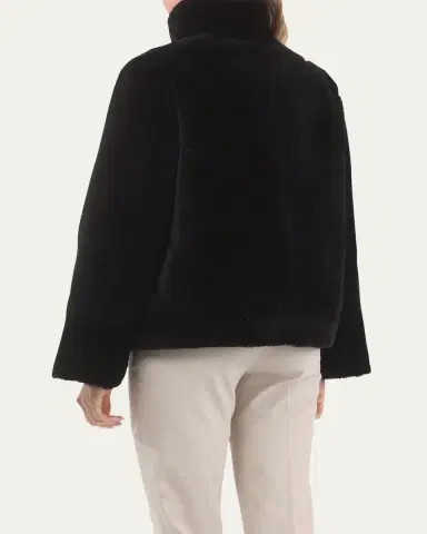 Gorski Reversible Merino Shearling Lamb Chevron Jacket | Thumbnail 3 Gorski Reversible Merino Shearling Lamb Chevron Jacket | Thumbnail 3