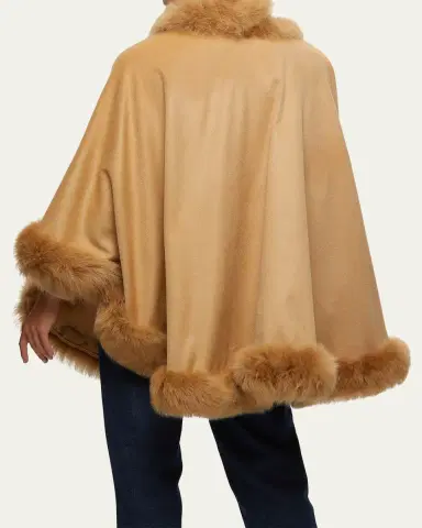 Gorski Cashmere Cape with Toscana Shearling Lamb Trim | Thumbnail 3 Gorski Cashmere Cape with Toscana Shearling Lamb Trim | Thumbnail 3