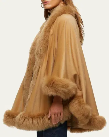 Gorski Cashmere Cape with Toscana Shearling Lamb Trim | Thumbnail 4 Gorski Cashmere Cape with Toscana Shearling Lamb Trim | Thumbnail 4