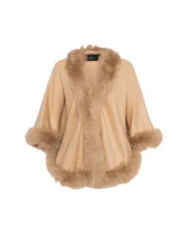 Gorski Cashmere Cape with Toscana Shearling Lamb Trim | Thumbnail 1 Gorski Cashmere Cape with Toscana Shearling Lamb Trim | Thumbnail 1