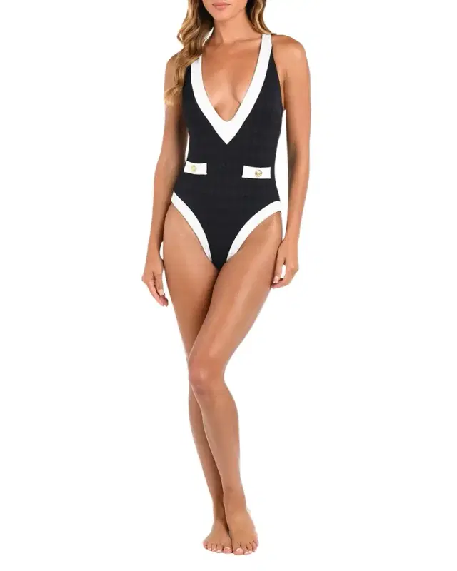 Colorblock Chic Lisa Plunge One-Piece Swimsuit