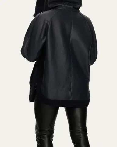 Gorski Reversible Textured Shearling Lamb Zip Hooded Jacket | Thumbnail 3 Gorski Reversible Textured Shearling Lamb Zip Hooded Jacket | Thumbnail 3