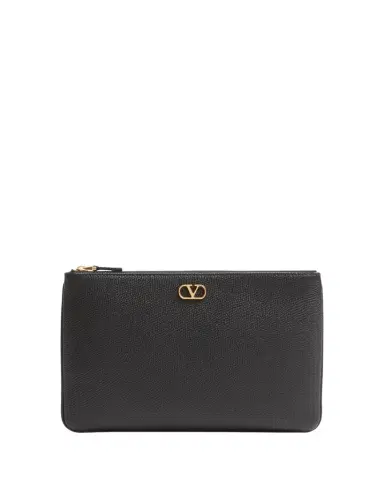 Valentino Garavani VLOGO Medium Leather Flat Pouch Bag | Thumbnail 1 Valentino Garavani VLOGO Medium Leather Flat Pouch Bag | Thumbnail 1