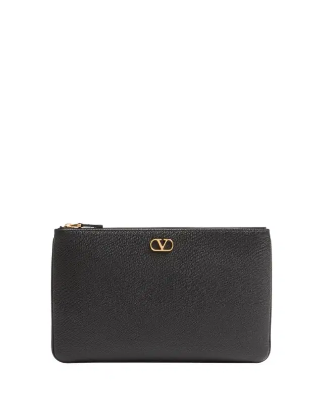 Valentino Garavani VLOGO Medium Leather Flat Pouch Bag