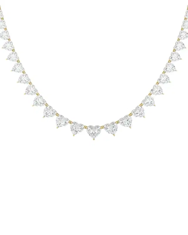 HauteCarat 18K Graduated Heart Shape Lab Grown Diamond Necklace