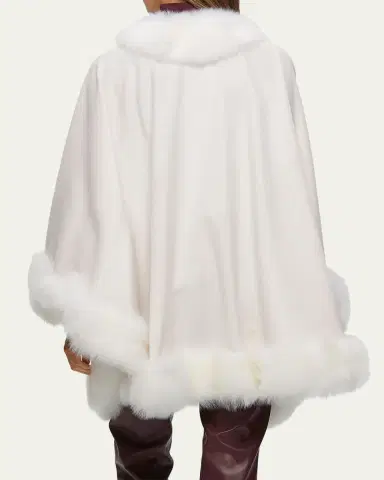 Gorski Cashmere Cape with Toscana Shearling Lamb Trim | Thumbnail 3 Gorski Cashmere Cape with Toscana Shearling Lamb Trim | Thumbnail 3