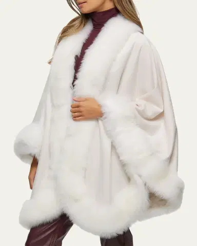 Gorski Cashmere Cape with Toscana Shearling Lamb Trim | Thumbnail 4 Gorski Cashmere Cape with Toscana Shearling Lamb Trim | Thumbnail 4