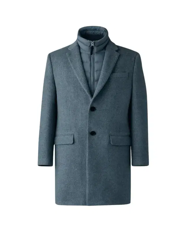 Men's Wool Topcoat with Removable Down Bib