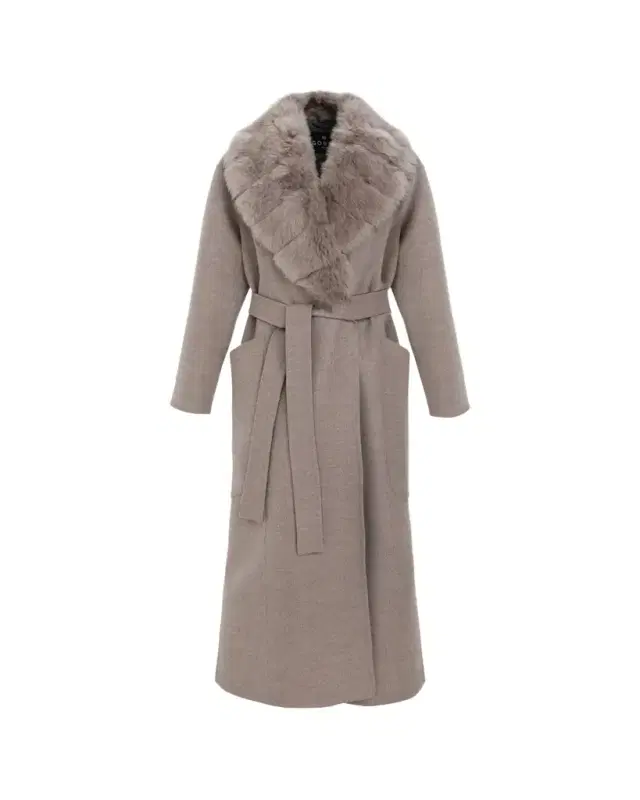 Gorski Loro Piana Double-Face Cashmere-Blend Coat with Detachable Merinillo Shearling Lamb Collar