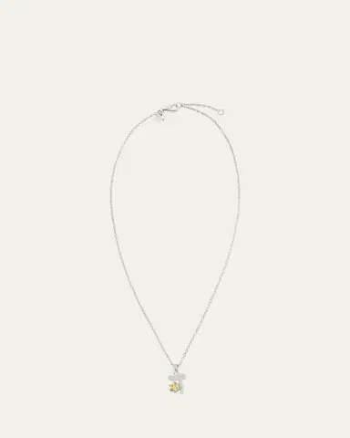 Procaccia Jewelry 18K Gold Hebrew DALET Yellow Sapphire Initial Necklace, 18"L | Thumbnail 3