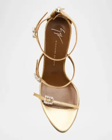 Giuseppe Zanotti Metallic Leather Ankle-Strap Sandals | Thumbnail 4 Giuseppe Zanotti Metallic Leather Ankle-Strap Sandals | Thumbnail 4