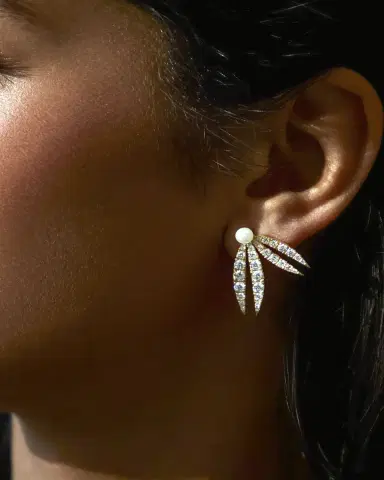 KAMAL Lotus Diamond and Pearl Flourish Earrings | Thumbnail 2