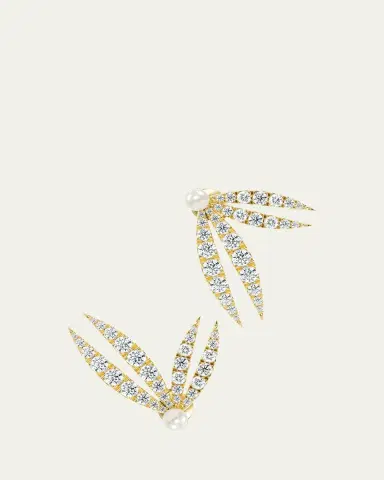 KAMAL Lotus Diamond and Pearl Flourish Earrings | Thumbnail 3