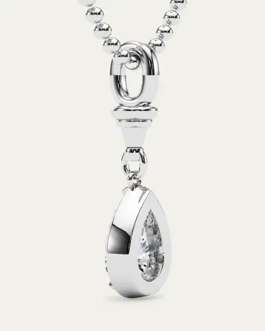HauteCarat 18K Ball and Chain Pear Shape Lab Grown Diamond Pendant Necklace, 2.0tcw | Thumbnail 3 HauteCarat 18K Ball and Chain Pear Shape Lab Grown Diamond Pendant Necklace, 2.0tcw | Thumbnail 3