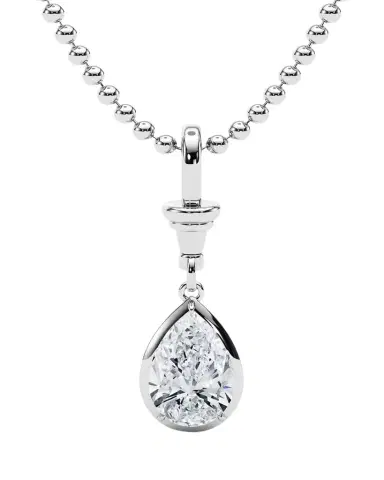 HauteCarat 18K Ball and Chain Pear Shape Lab Grown Diamond Pendant Necklace, 2.0tcw | Thumbnail 1 HauteCarat 18K Ball and Chain Pear Shape Lab Grown Diamond Pendant Necklace, 2.0tcw | Thumbnail 1