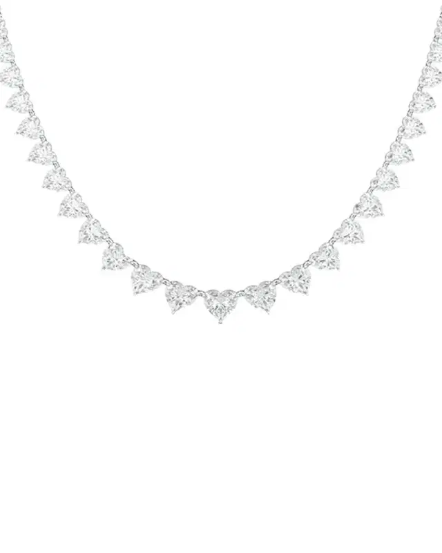 HauteCarat 18K Graduated Heart Shape Lab Grown Diamond Necklace