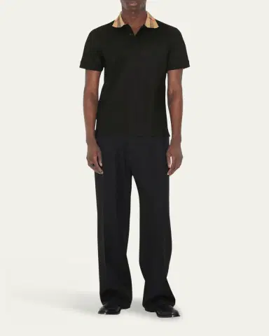 Burberry Men's Cody Check-Collar Polo Shirt | Thumbnail 2
