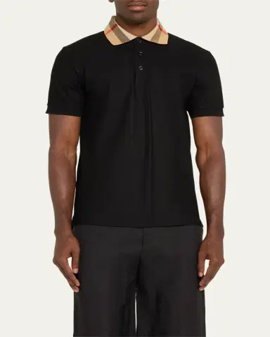 Burberry Men's Cody Check-Collar Polo Shirt | Thumbnail 4