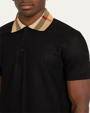 Burberry Men's Cody Check-Collar Polo Shirt | Thumbnail 5