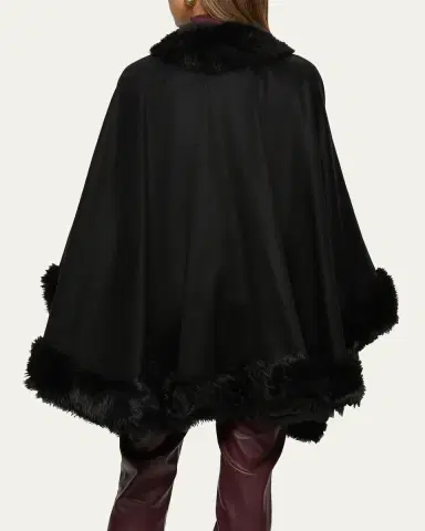 Gorski Cashmere Cape with Toscana Shearling Lamb Trim | Thumbnail 3 Gorski Cashmere Cape with Toscana Shearling Lamb Trim | Thumbnail 3