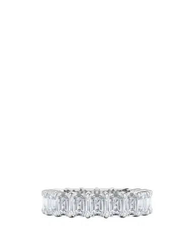 HauteCarat 18K Emerald Cut Lab Grown Diamond Eternity Band, 6.6tcw | Thumbnail 1