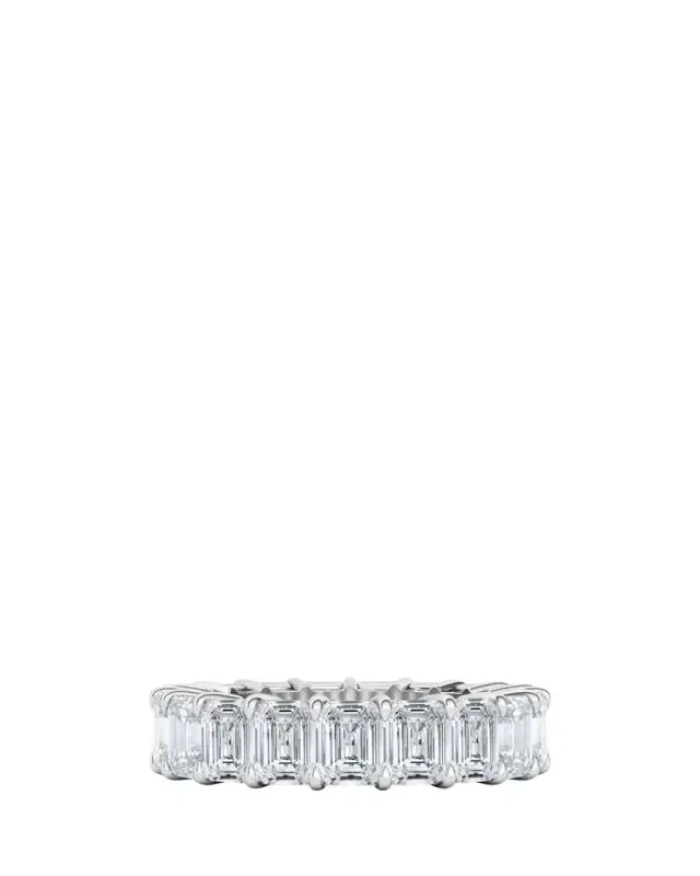 HauteCarat 18K Emerald Cut Lab Grown Diamond Eternity Band, .tcw