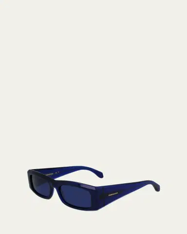 Ferragamo Men's Classic Logo Acetate Rectangle Sunglasses, 57mm | Thumbnail 2