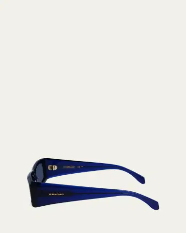 Ferragamo Men's Classic Logo Acetate Rectangle Sunglasses, 57mm | Thumbnail 4