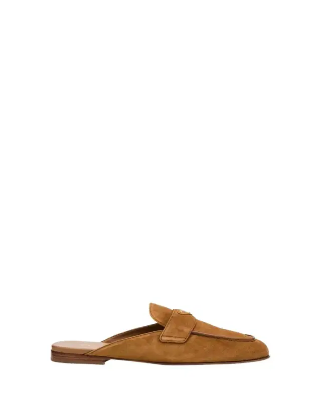 Logo Suede Loafer Mules