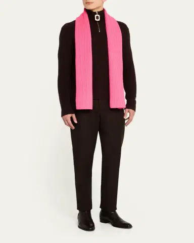 Bergdorf Goodman Ribbed Cashmere Scarf | Thumbnail 5 Bergdorf Goodman Ribbed Cashmere Scarf | Thumbnail 5