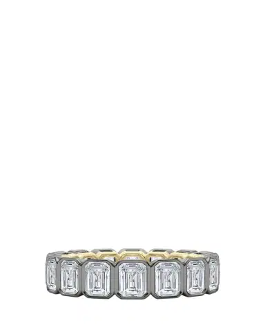 HauteCarat 18K Emerald Cut Bezel Lab Grown Diamond Eternity Band, 9.0tcw | Thumbnail 1 HauteCarat 18K Emerald Cut Bezel Lab Grown Diamond Eternity Band, 9.0tcw | Thumbnail 1