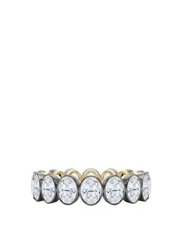1K Oval Cut Bezel Lab Grown Diamond Eternity Band, 6.0tcw