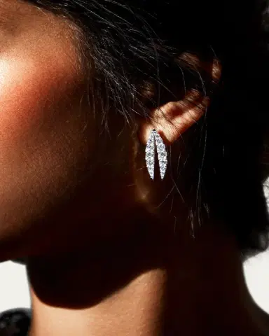 KAMAL Lotus Diamond Drop Earrings | Thumbnail 2