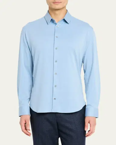 Giorgio Armani Men's Flex Tortona Cotton Jersey Sport Shirt | Thumbnail 4
