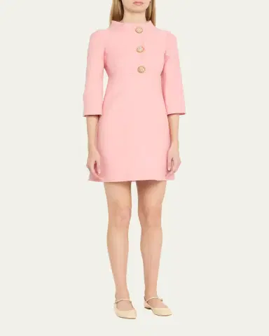 Valentino Garavani Funnel-Neck Crystal Button Mini Dress | Thumbnail 4 Valentino Garavani Funnel-Neck Crystal Button Mini Dress | Thumbnail 4