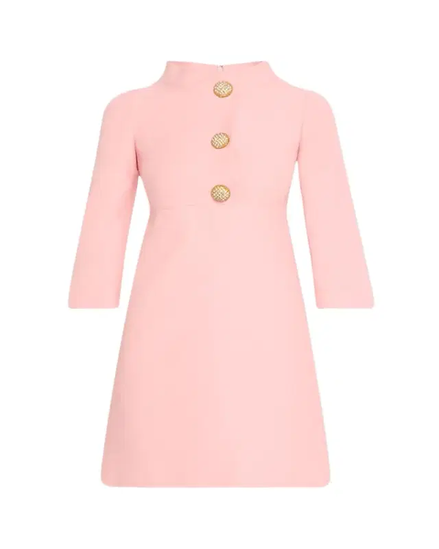 Funnel-Neck Crystal Button Mini Dress