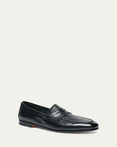 Santoni Men's Carlos Reverse Goodyear Leather Loafers | Thumbnail 2