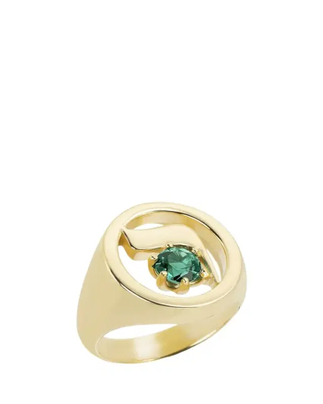 Procaccia Jewelry 18K Gold Hebrew RESH Initial Signet Ring