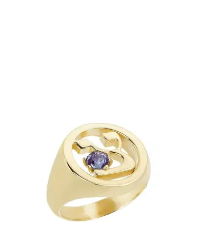 Procaccia Jewelry 18K Gold Hebrew ZADI Initial Signet Ring | Thumbnail 1