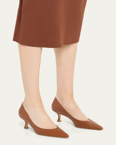 Manolo Blahnik Srila Leather Low Pumps | Thumbnail 2