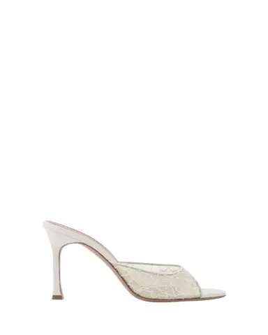 Amina Muaddi Alexa Lace Stiletto Mule Sandals | Thumbnail 1