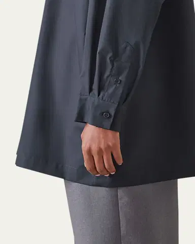 Eskandar Slim A-line Back Pleat Shirt With Collar (Long Plus Length) | Thumbnail 5