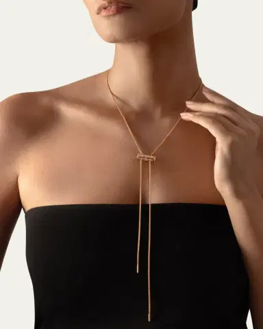 NOUVEL HERITAGE 18K Semi Pave Latch Pendant on GM Chain Necklace | Thumbnail 3 NOUVEL HERITAGE 18K Semi Pave Latch Pendant on GM Chain Necklace | Thumbnail 3