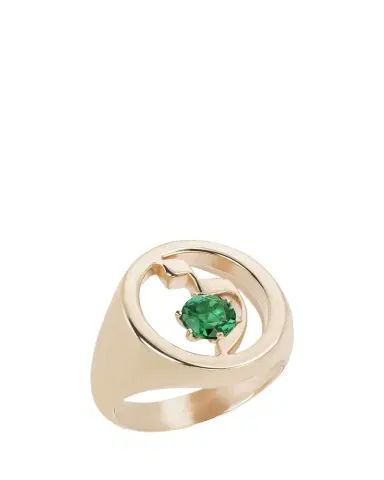 Procaccia Jewelry 18K Gold Hebrew LAMED Initial Signet Ring | Thumbnail 1